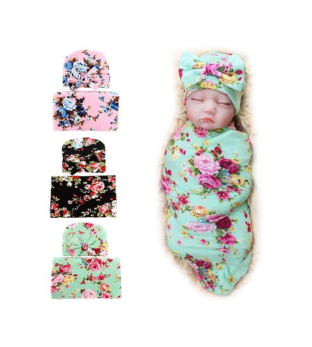 1-3 Pack "BQUBO" Newborn Floral Receiving Blankets