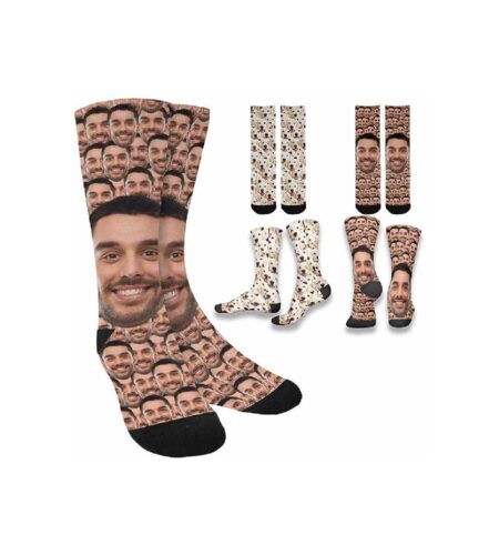 Step into Unforgettable Style and Personalized Comfort with Custom Faces Print Sublimated Crew Socks!