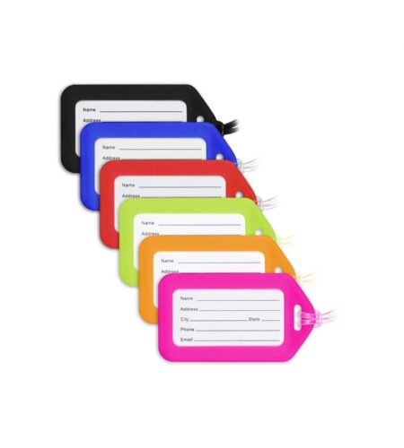 MIFFLIN Luggage Tags (Assorted, 12 PK), Bag Tag for Baggage, Suitcase Tags Bulk